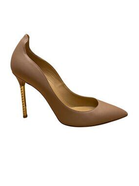 Valentino Garavani Women's Beige Leather Pointed-Toe Stud Heels Sz US6.5/EU36.5